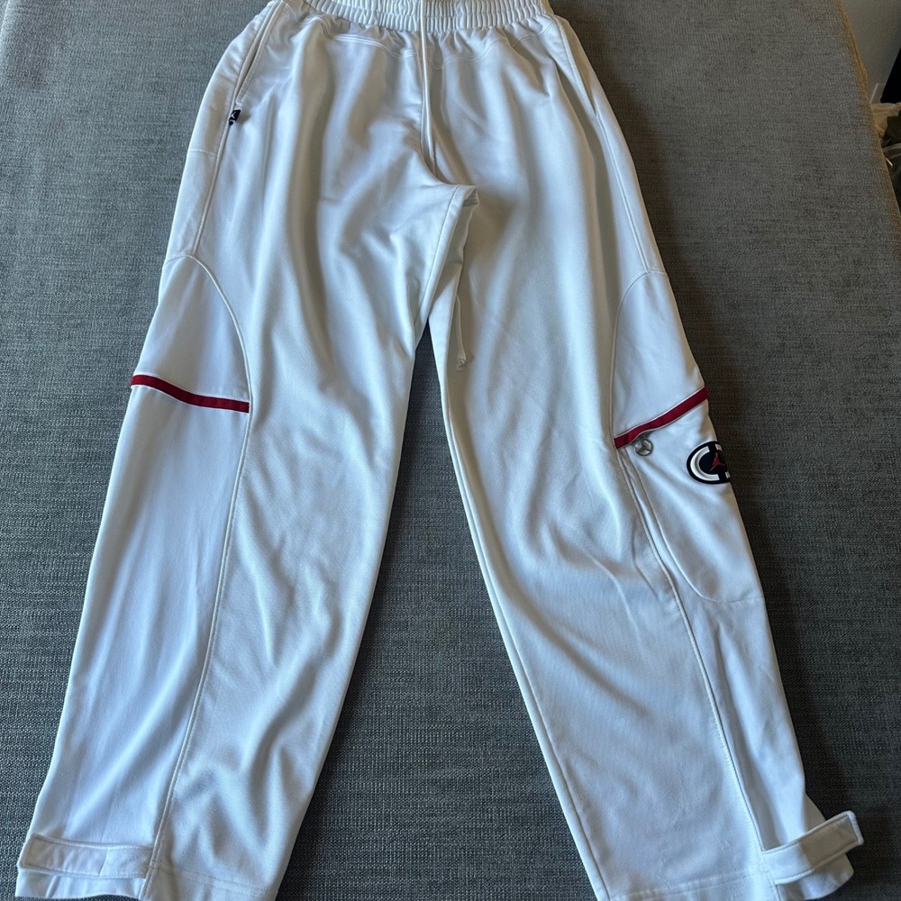 Jordan Brand Track Pants Men XL White Red Trim Adjustable Cuffs Jumpman